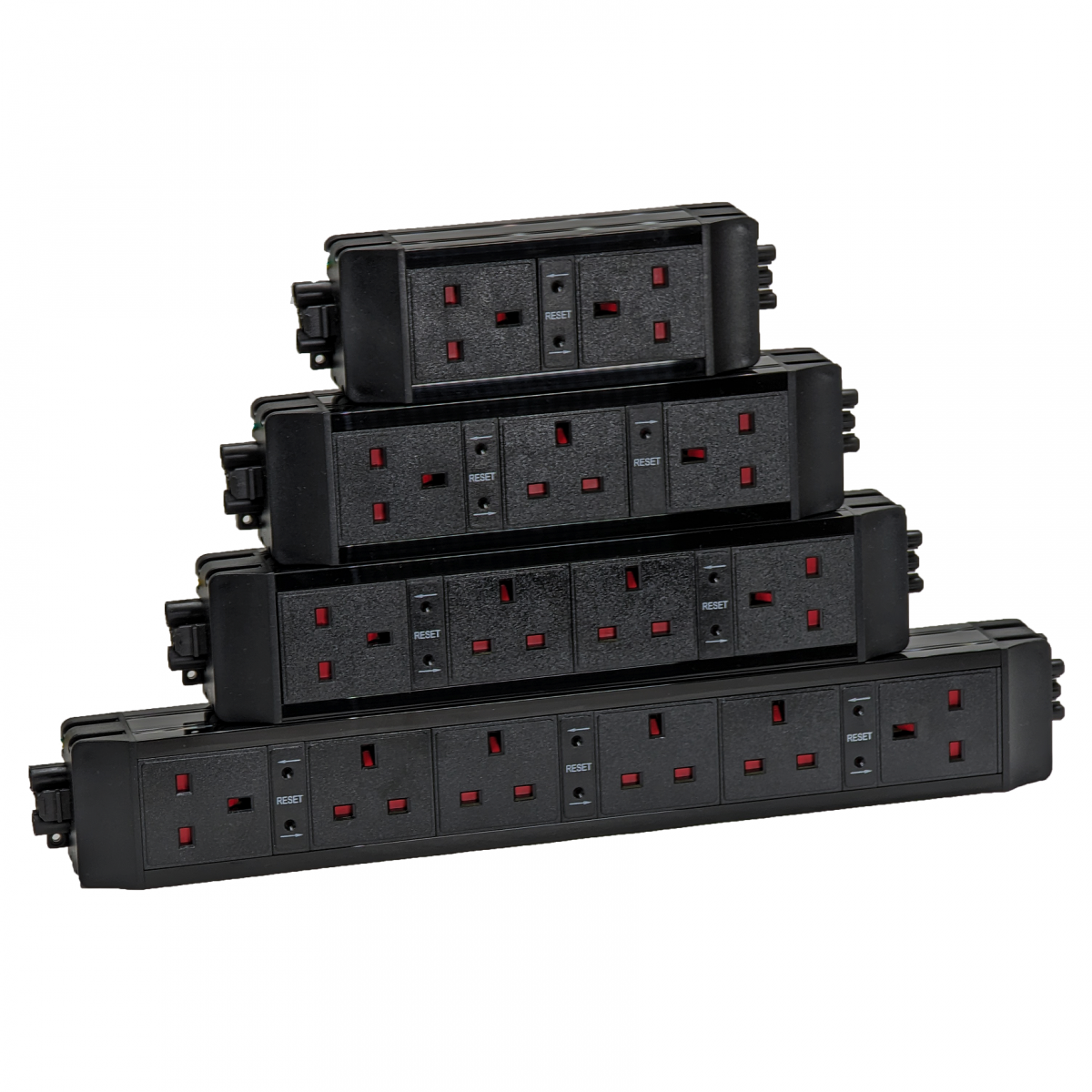 Under Desk UK Socket Outlets Individually Resettable Fuses